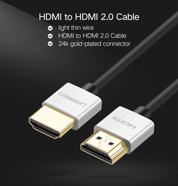 Ugreen HDMI Cable Ultra Slim HD117 Version 2.0 2M Sliver GK