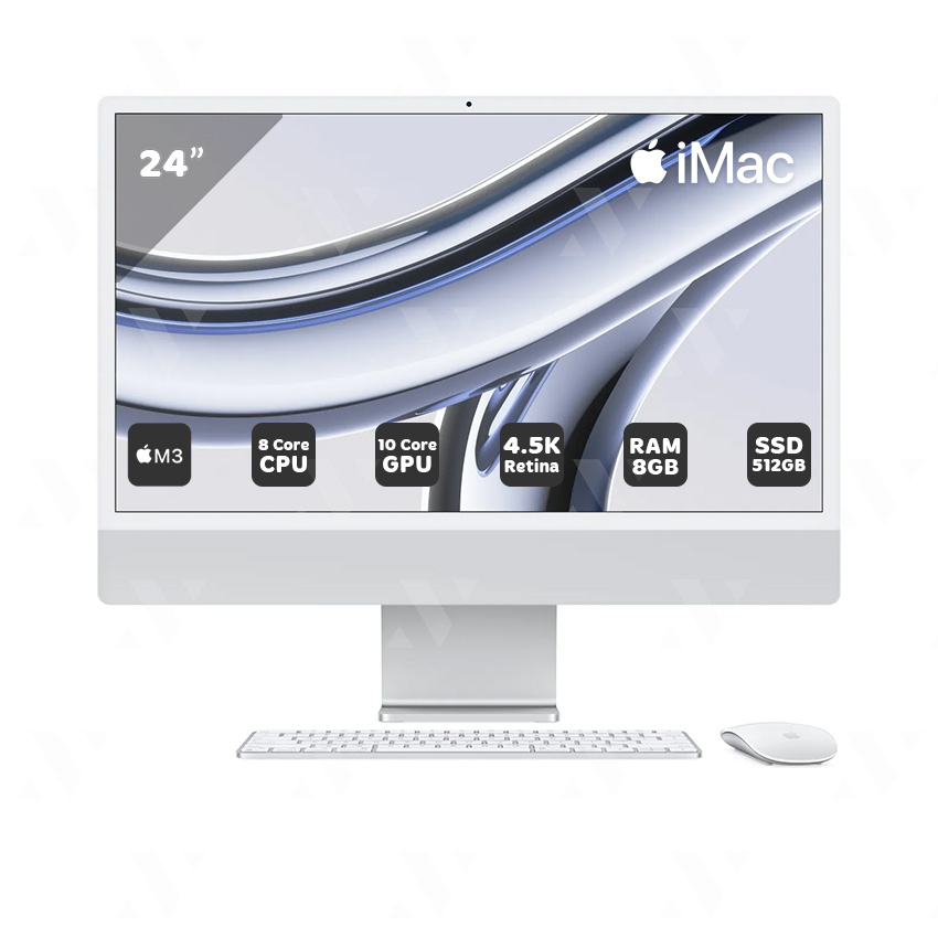 M&#225;y t&#237;nh All in one Apple IMAC MQRK3SA/A | M3 8 Core CPU|  8GB| 512GB SSD|  10 core GPU| Silver| 0124