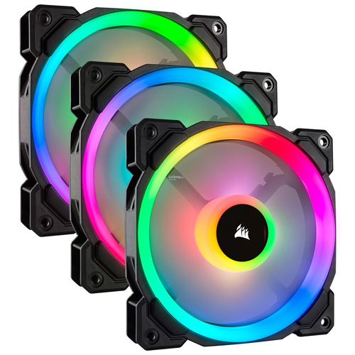 Corsair LL120 RGB 120mm Dual Light Loop RGB LED PWM Fan — 3 Fan Pack with Lighting Node PRO (CO-9050072-WW) _919KT