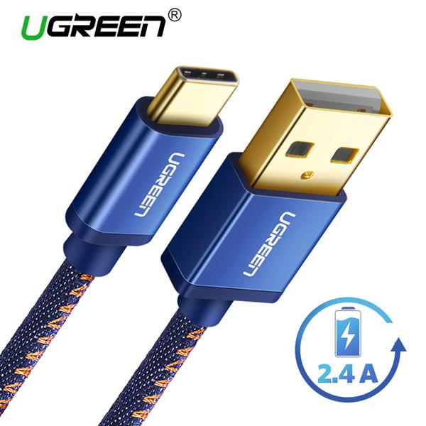 Ugreen USB 2.0 to Tyec C data &amp; charging cable with braid 0.5M Blue/Reb GK