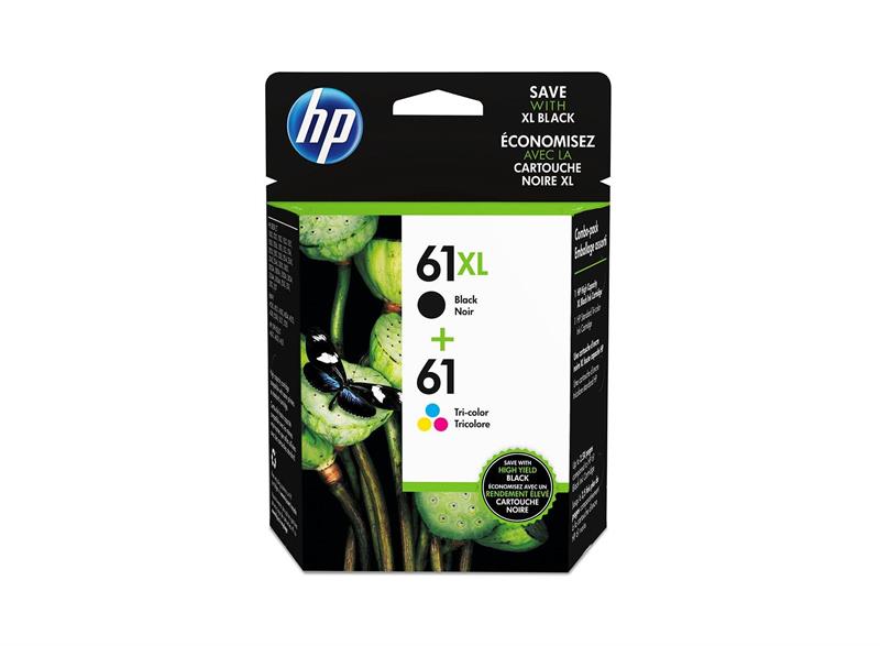 HP 61XL Photo Value Pack, Black / Tri-color Ink Cartridge, COMBO PACK J3N03AA 618EL