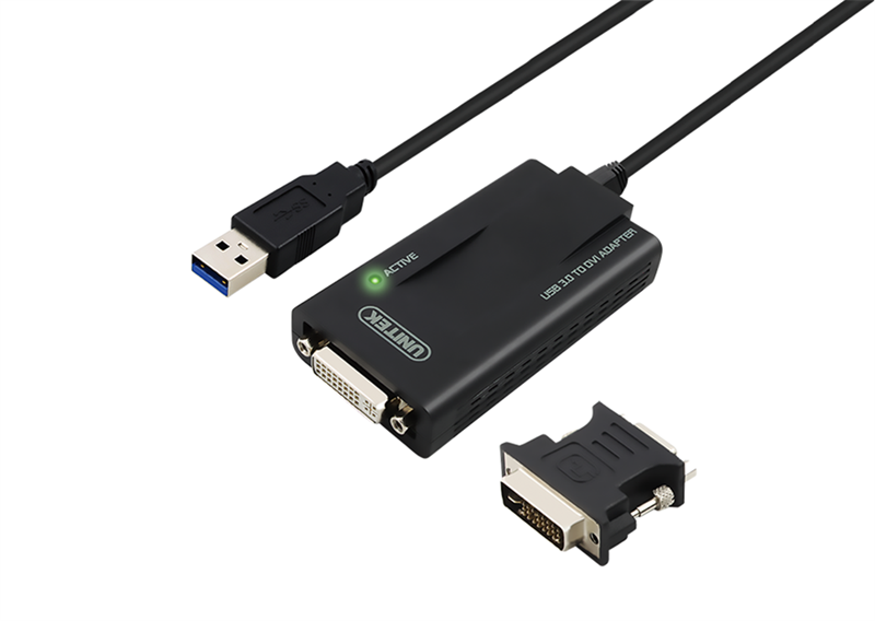 C&#193;P USB 3.0 -&gt; DVI + ĐẦU ĐỔI DVI -&gt; VGA UNITEK (Y-3801) 318HP