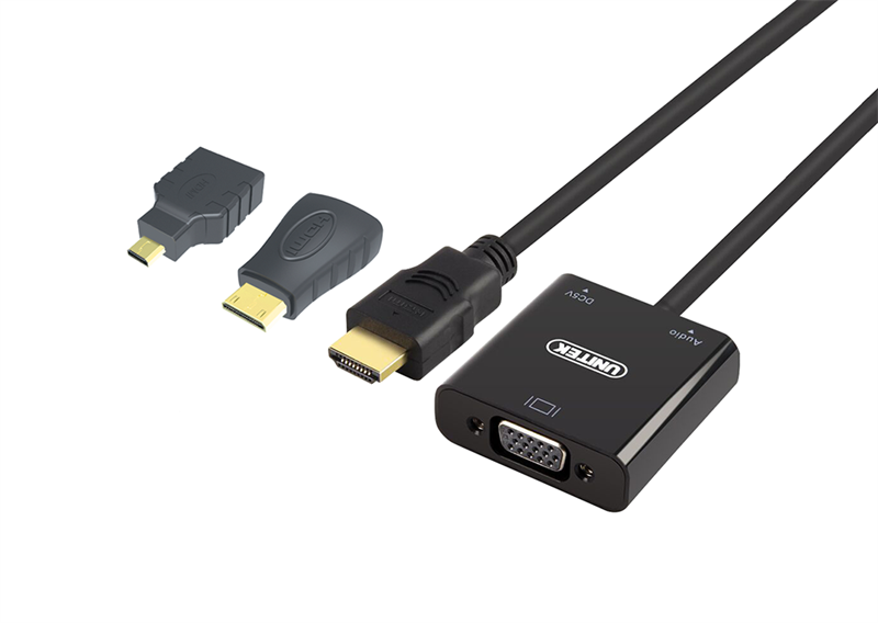 C&#193;P HDMI -&gt; VGA + AUDIO + Đầu Đổi MICRO/ MINI HDMI UNITEK (Y-6355) 318HP
