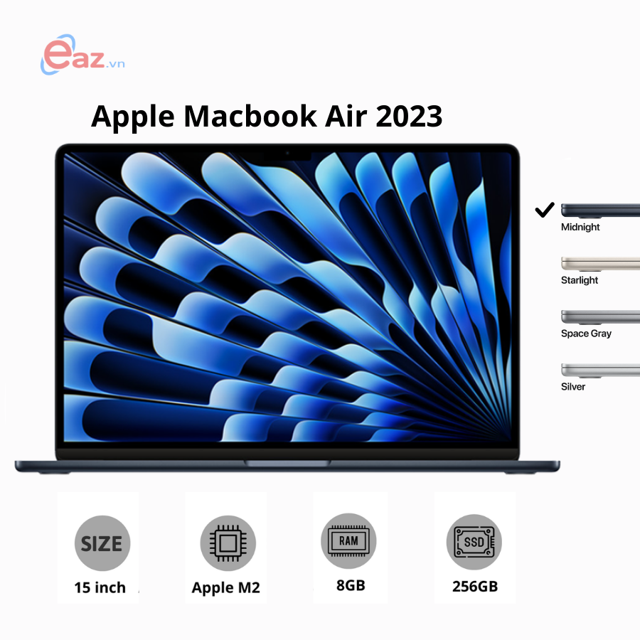 Apple Macbook Air 15 M2 (MQKW3) | Apple M2 8 Core | 8GB | 256GB SSD | GPU 10 Core | 15.3&quot; IPS | Midnight | 1023