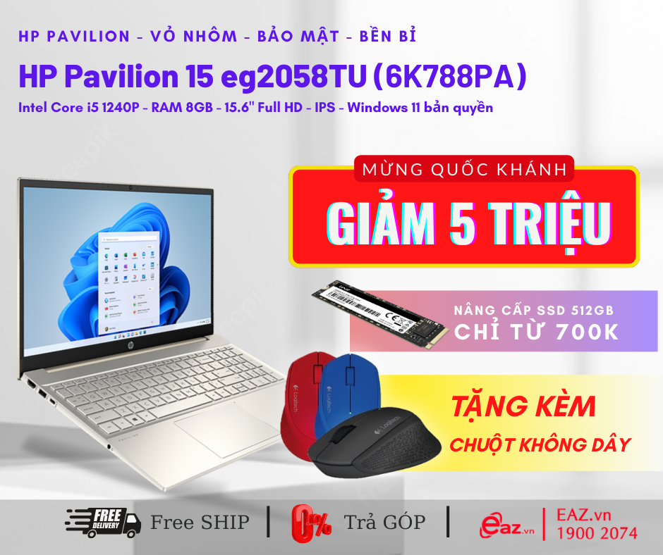 HP Pavilion 15 eg2058TU (6K788PA) | Intel&#174; Alder Lake Core™ i5 _ 1240P | 8GB | 256GB SSD PCIe | Intel&#174; Iris&#174; Xe Graphics | 15.6 inch Full HD IPS | Win 11 | 0622D