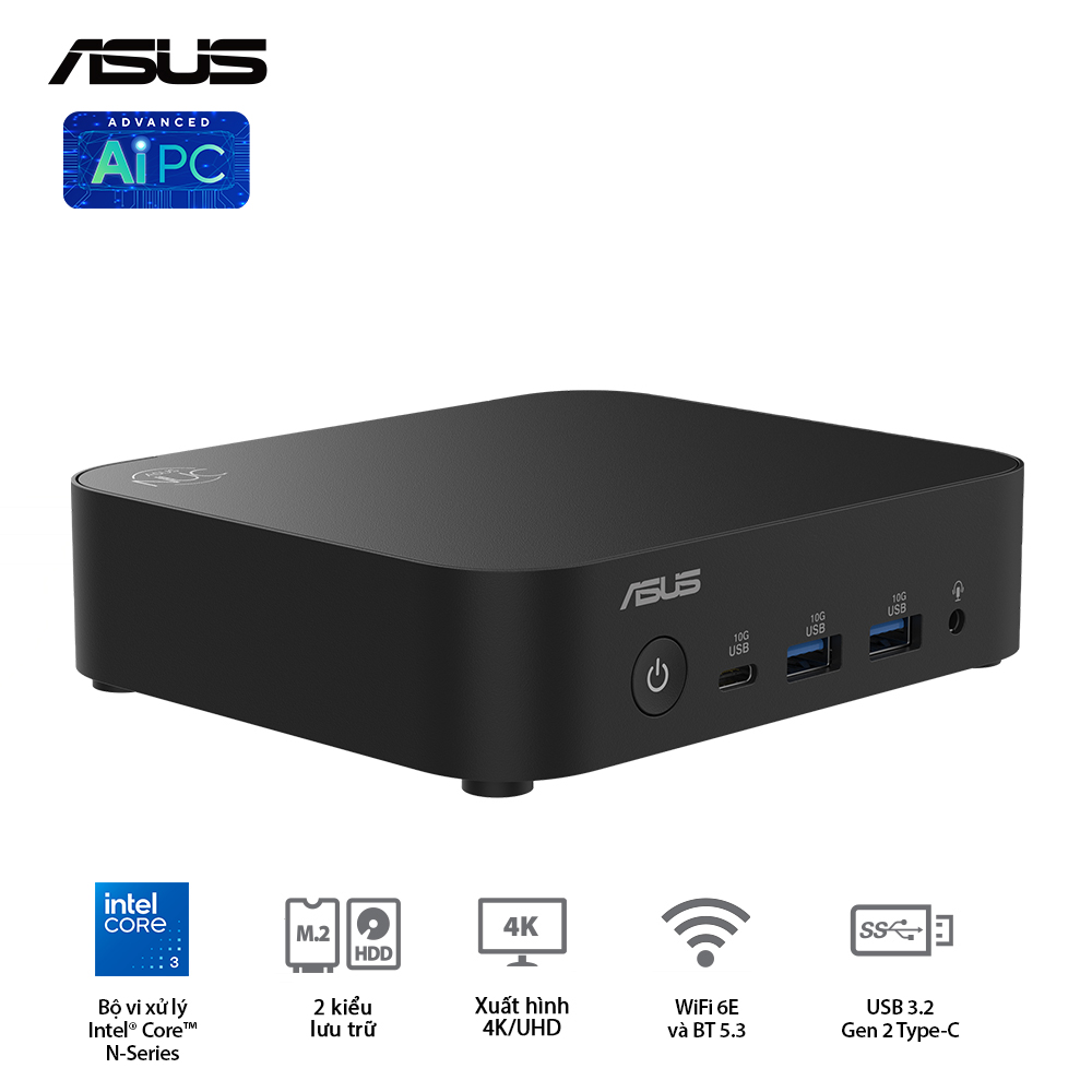 Bộ Mini PC Asus NUC 14 Essential RNUC14MNK97 (Intel Core 3 N97 | DDR5-4800 | 1x M.2 22x80/2242 PCIe Gen3x4 | 1x LAN | No-OS | 0225