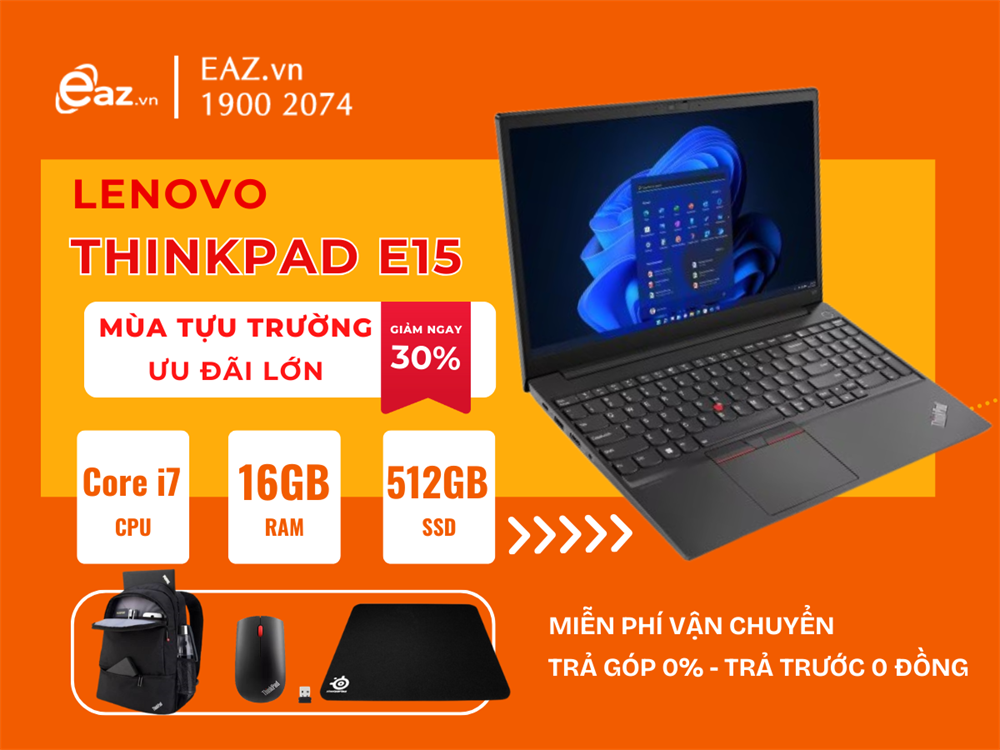 Lenovo ThinkPad E15 Gen 4 (21E600CMVAR) | Intel  Core i7 _ 1255U | 16GB | 512GB SSD PCIe Gen 4 | Intel Iris Xe | 15.6 inch Full HD IPS | Finger | IR Camera | LED KEY | 0922F