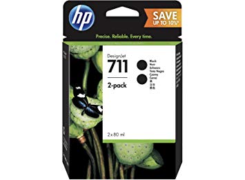 HP 711 80ml Black Ink Crtg 2-Pack P2V31A 618HP