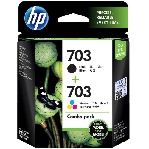 HP 703 Photo Value Pack, Black / Tri-color Ink Advantage Cartridge, COMBO PACK J3N04AA 618EL