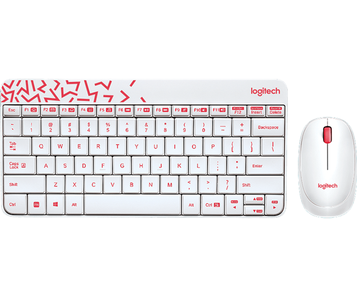 Combo Logitech MK240 Wireless Keyboard and Mouse (White/ Red) (920-008201)