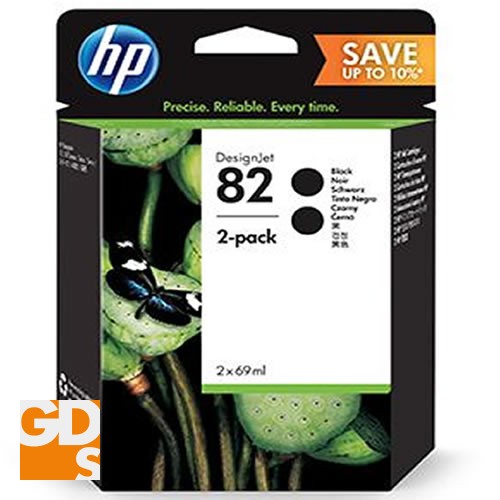 HP 82 69ml Black Ink Crtg 2-Pack P2V34A 618EL